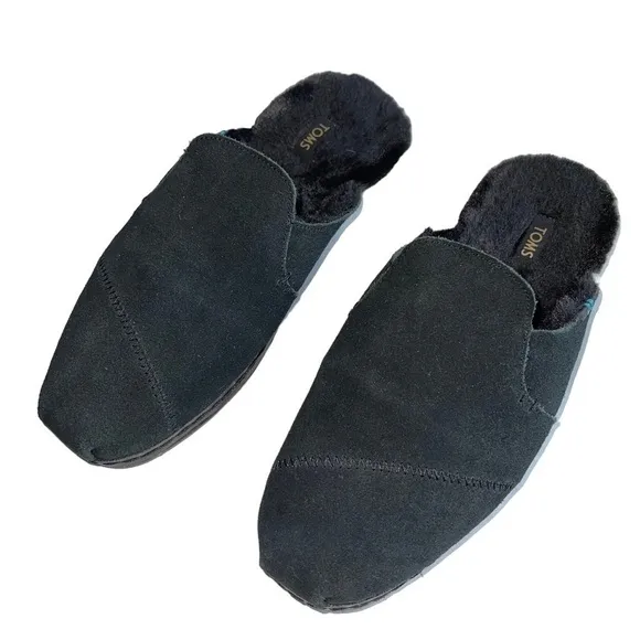 TOMS Women’s Size 6.5 Black Nova Leather Wrap Slip-On Shoes Suede Slippers