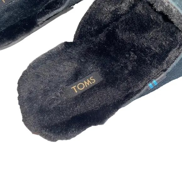 TOMS Women’s Size 6.5 Black Nova Leather Wrap Slip-On Shoes Suede Slippers