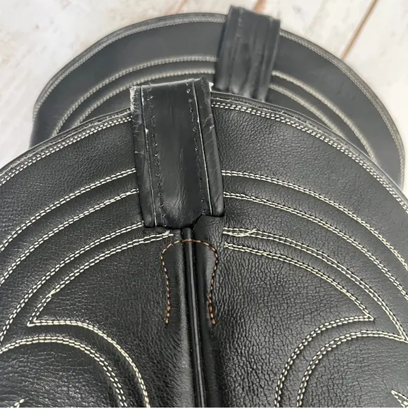 Tony Lama Black Western Cowboy Boots Size 8? Leather vintage black label El Paso