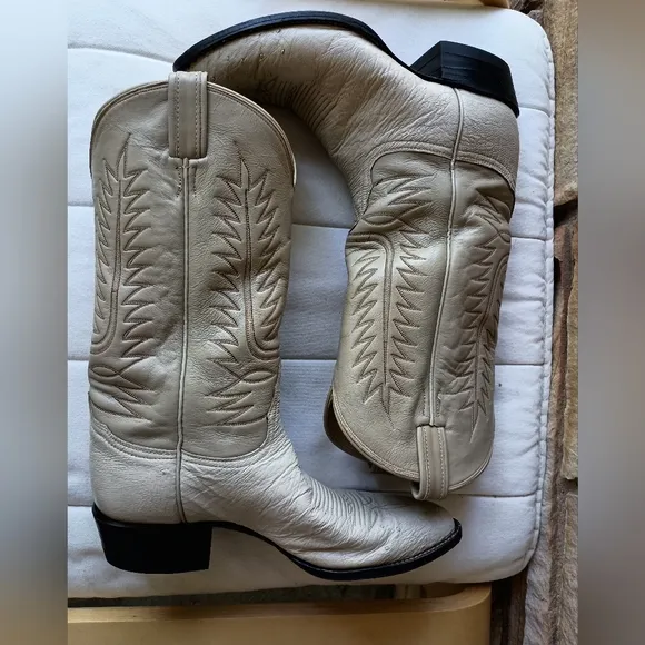 Tony Lama Cream Western Boots
