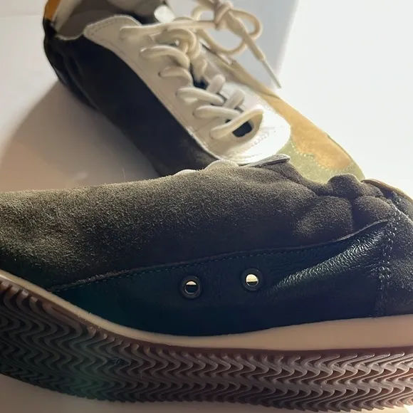 Tory Burch-8-double T trainer,Tory sneaker shoe suede leather green/ivory/yellow