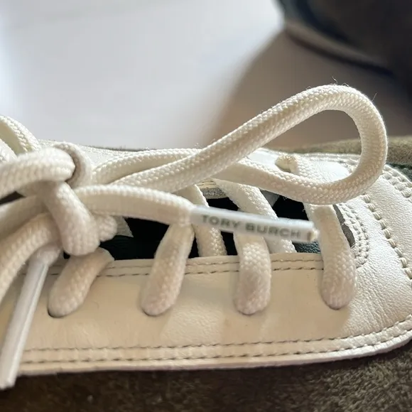 Tory Burch-8-double T trainer,Tory sneaker shoe suede leather green/ivory/yellow