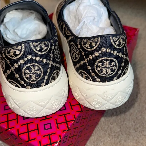 Tory Burch Black and White Slip-On Sneakers
