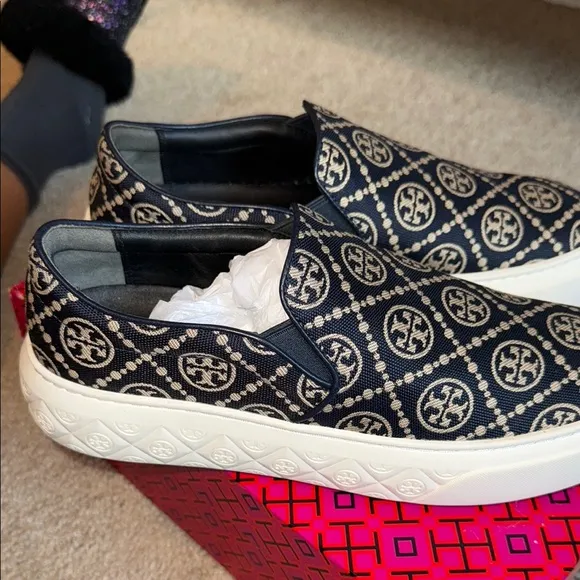 Tory Burch Black and White Slip-On Sneakers