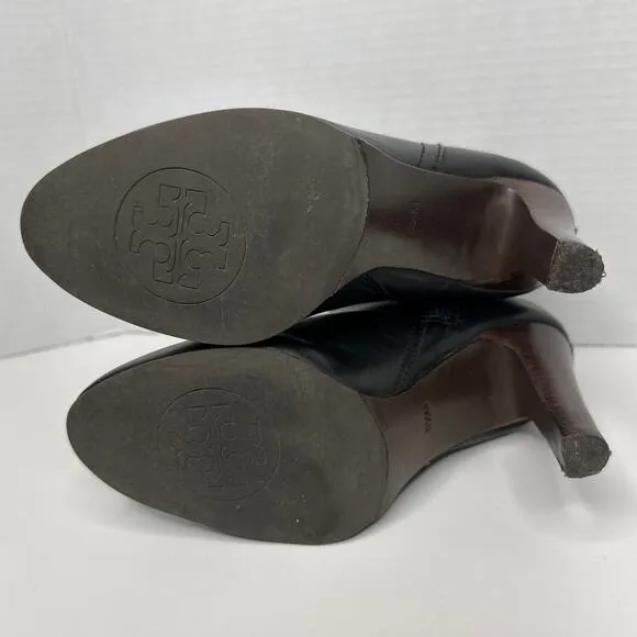 Tory Burch Black Bristol Equestrian Calf Leather Ankle Zip Bootie black size 5.5