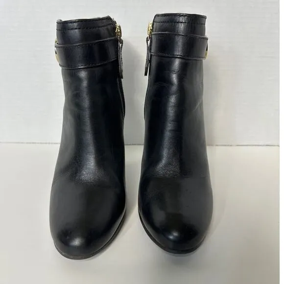 Tory Burch Black Bristol Equestrian Calf Leather Ankle Zip Bootie black size 5.5
