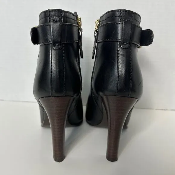 Tory Burch Black Bristol Equestrian Calf Leather Ankle Zip Bootie black size 5.5