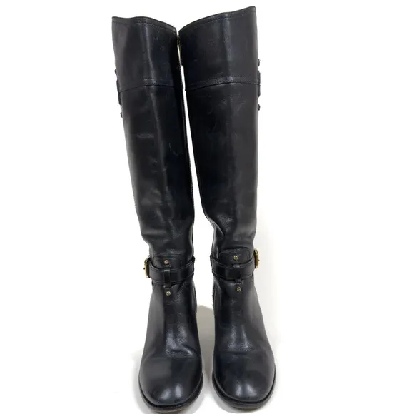 Tory Burch Blaire Simone Knee High Black Leather Riding Boots Size 7.5M