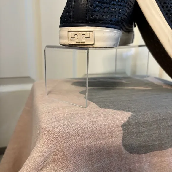 Tory Burch Blue Sneakers with Perforated Leather