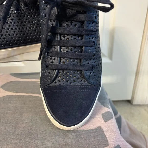 Tory Burch Blue Sneakers with Perforated Leather