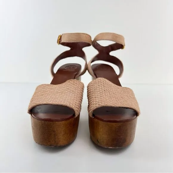 Tory Burch Camilla Calf Hair Wedge Sandals Size 8