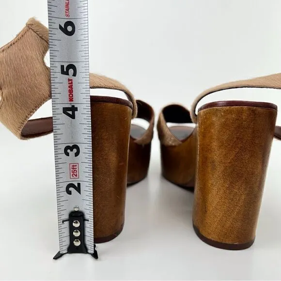 Tory Burch Camilla Calf Hair Wedge Sandals Size 8