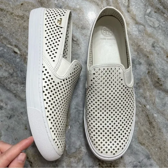 Tory Burch Jesse Perforted Slip On Sneakers Size 9.5