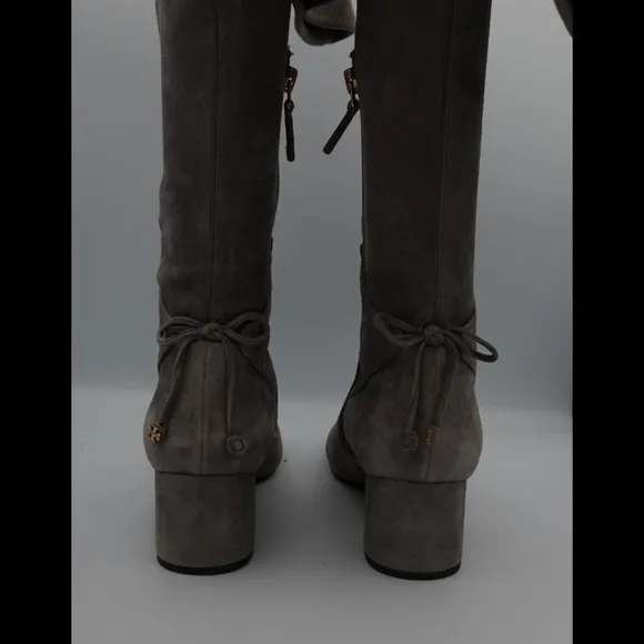 TORY BURCH Laila Light Gray Suede Over-the-knee Boots, size 8½