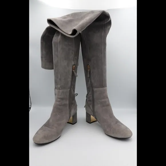 TORY BURCH Laila Light Gray Suede Over-the-knee Boots, size 8½