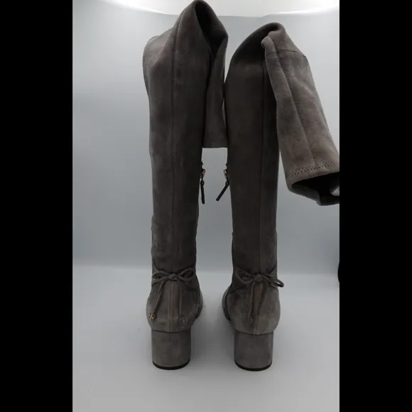 TORY BURCH Laila Light Gray Suede Over-the-knee Boots, size 8½