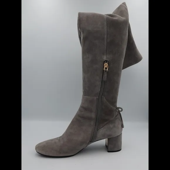 TORY BURCH Laila Light Gray Suede Over-the-knee Boots, size 8½