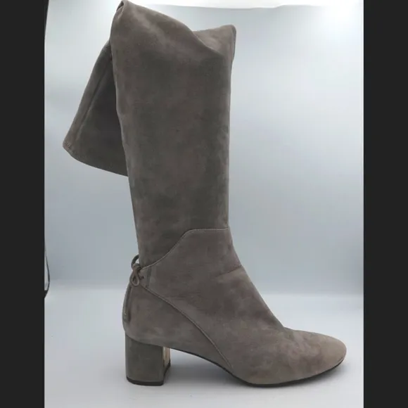 TORY BURCH Laila Light Gray Suede Over-the-knee Boots, size 8½