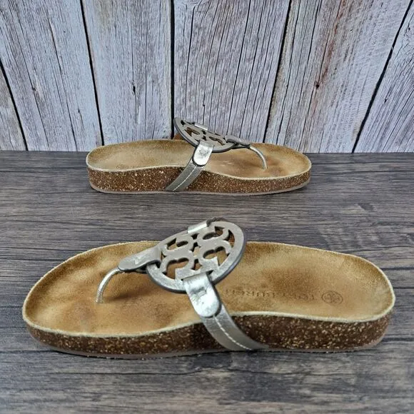 Tory Burch Miller Cloud Sandals Women's Sz 5.5 Spark Gold (VGC)