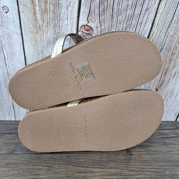 Tory Burch Miller Cloud Sandals Women's Sz 5.5 Spark Gold (VGC)
