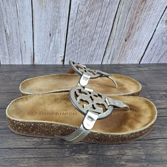 Tory Burch Miller Cloud Sandals Women's Sz 5.5 Spark Gold (VGC)