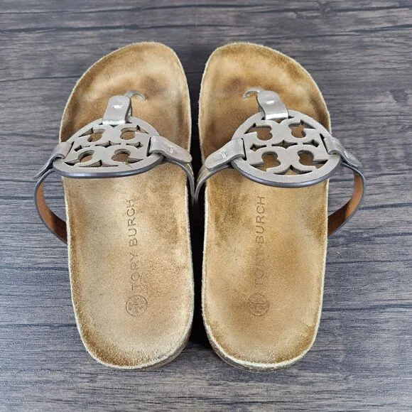 Tory Burch Miller Cloud Sandals Women's Sz 5.5 Spark Gold (VGC)