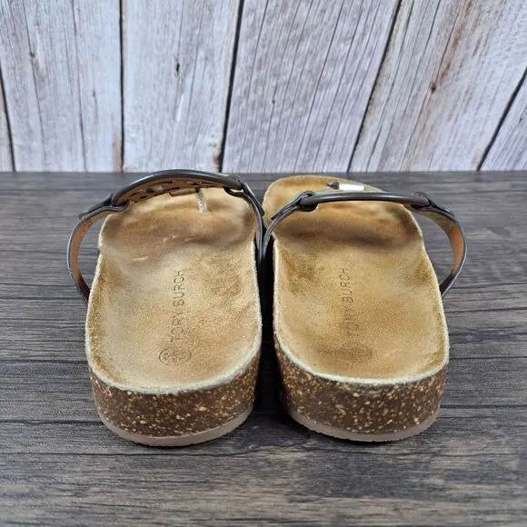 Tory Burch Miller Cloud Sandals Women's Sz 5.5 Spark Gold (VGC)