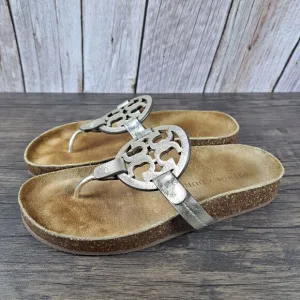 Tory Burch Miller Cloud Sandals Women's Sz 5.5 Spark Gold (VGC)