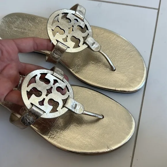 Tory Burch Miller Gold Sandals Shoes size 10