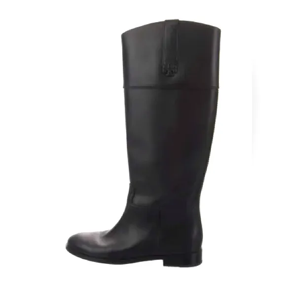 Tory Burch Perfect Black Double T Riding Boot Vachetta Leather Size 6