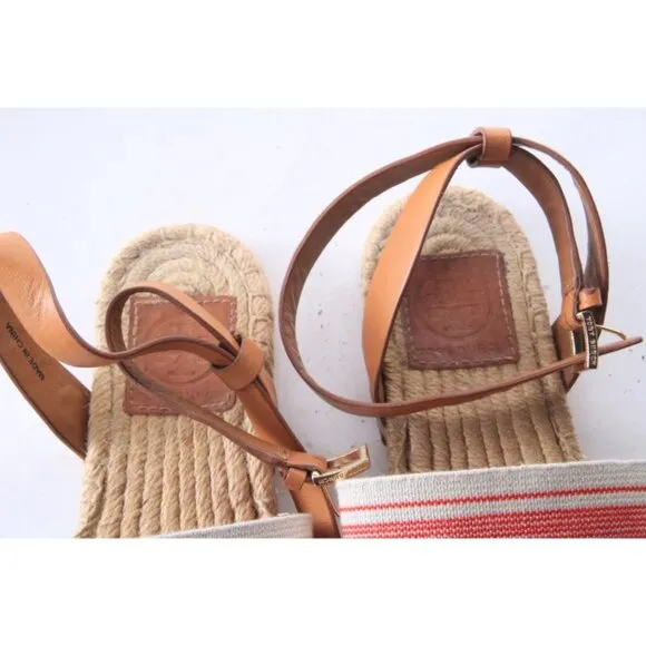 Tory Burch sandals Espadrille Sandals canvas shoes womens shoes sz 6.5
