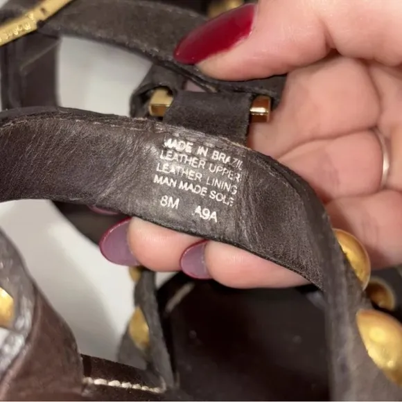 Tory Burch Shoes Brown Suede‎ Gold Studded Wedge Sandals Size 8M Retail $398 EUC