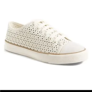 Tory Burch Size 8 1/2 White Lace-Up Sneakers