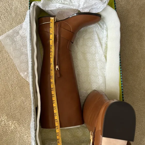 Tory Burch Sofia Roding Boot Festival Brown and Gold 9.5