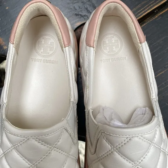 Tory Burch Willa Quilted Slip-On Sneakers with Gold Logo Detail