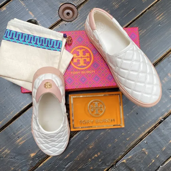 Tory Burch Willa Quilted Slip-On Sneakers with Gold Logo Detail