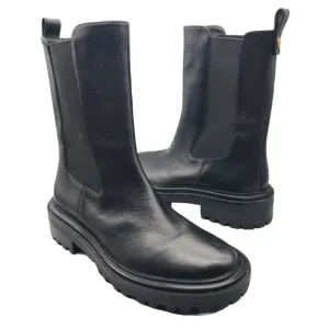 TORY BURCH Womens Benton Boots Pull On Chelsea Black Leather Midcalf size 8 New