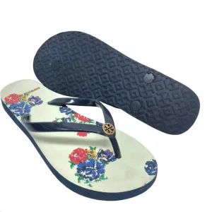 Tory Burch Womens Designer Flip Flops Sandals Abstract Floral Shoes Size 6