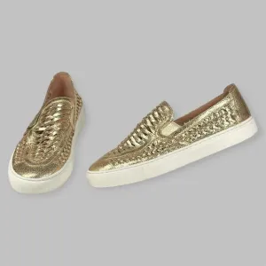 Tory Burch Womens Huarache 2 Sneakers Size 10 M Metallic Gold Slip On Low Top