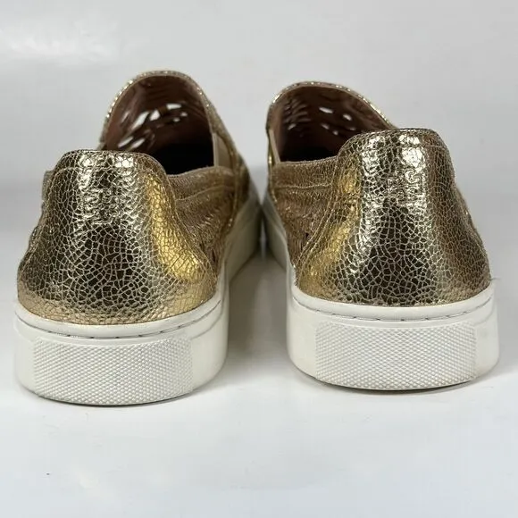 Tory Burch Womens Huarache 2 Sneakers Size 10 M Metallic Gold Slip On Low Top