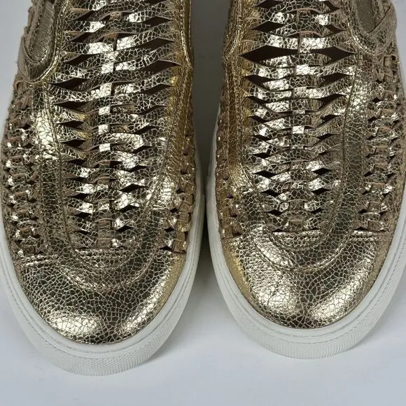 Tory Burch Womens Huarache 2 Sneakers Size 10 M Metallic Gold Slip On Low Top
