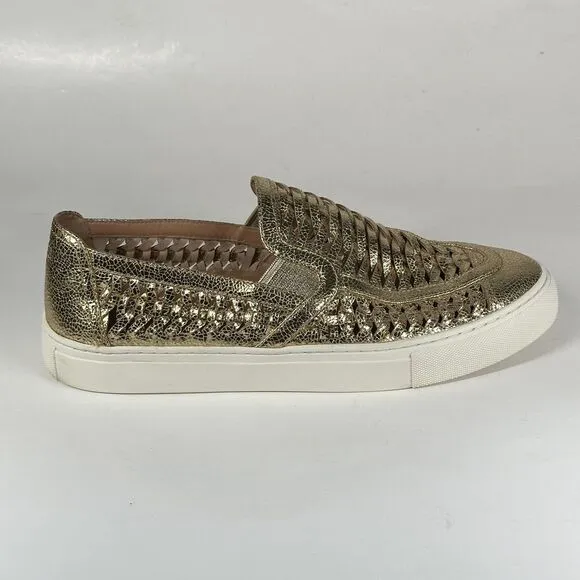 Tory Burch Womens Huarache 2 Sneakers Size 10 M Metallic Gold Slip On Low Top