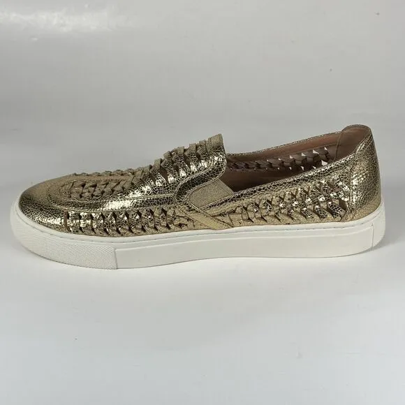 Tory Burch Womens Huarache 2 Sneakers Size 10 M Metallic Gold Slip On Low Top