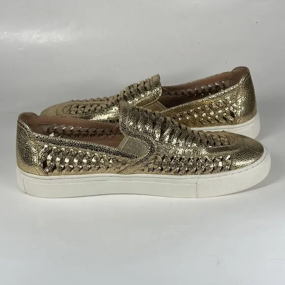Tory Burch Womens Huarache 2 Sneakers Size 10 M Metallic Gold Slip On Low Top