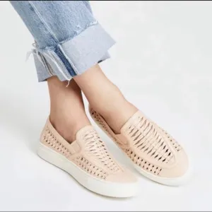 Tory Burch Woven Leather Slip-On Sneakers