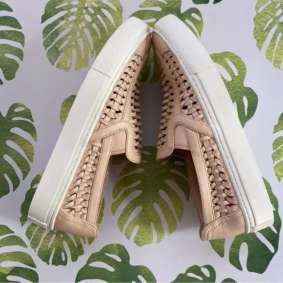 Tory Burch Woven Leather Slip-On Sneakers