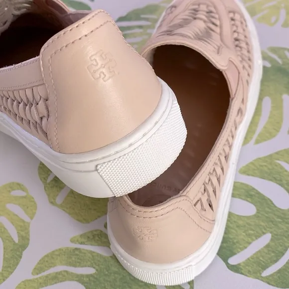Tory Burch Woven Leather Slip-On Sneakers