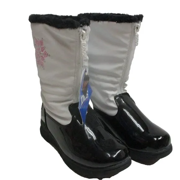 Totes Kids, Girls Boot, Side Zip Mid Calf, White, Size 5 Big Kid 1 Pair