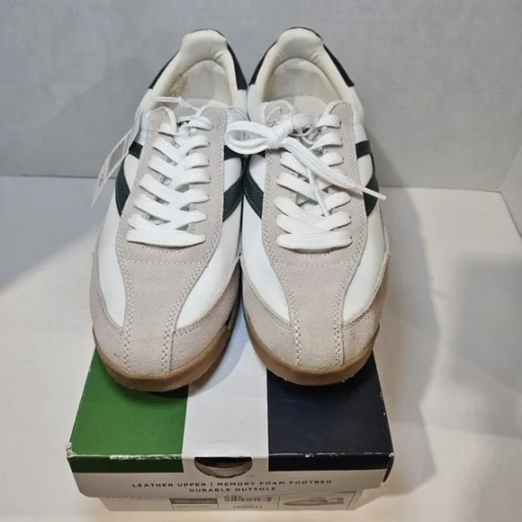 TRETORN‎ Women's Rawlins Casual Lace-Up Sneakers, White/Green, 10 Medium