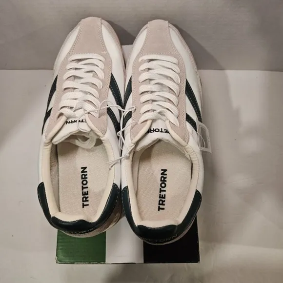 TRETORN‎ Women's Rawlins Casual Lace-Up Sneakers, White/Green, 10 Medium